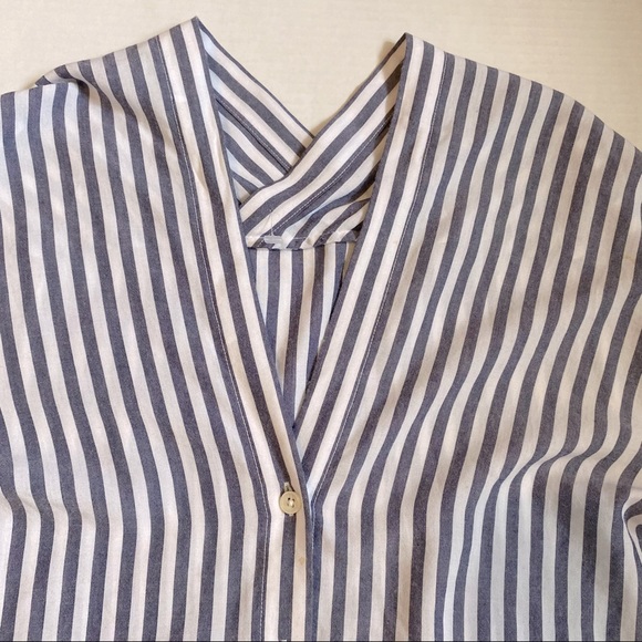 8Seconds - blue & white striped button down shirt - S - Picture 3 of 9